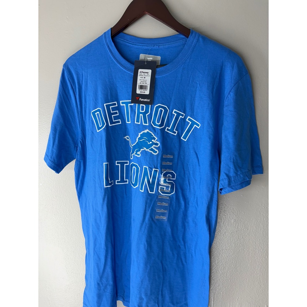 Fanatics Detroit Lions NFL T-Shirt Mens Medium Honolulu Blue Graphic Tee NEW
